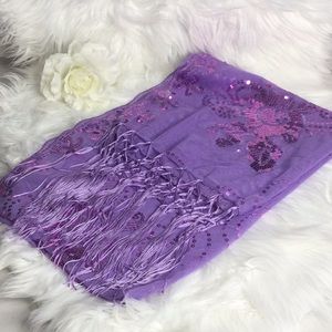 🆕NWT Purple Sheer & Sequin Large Scarf/Wrap, 23x62